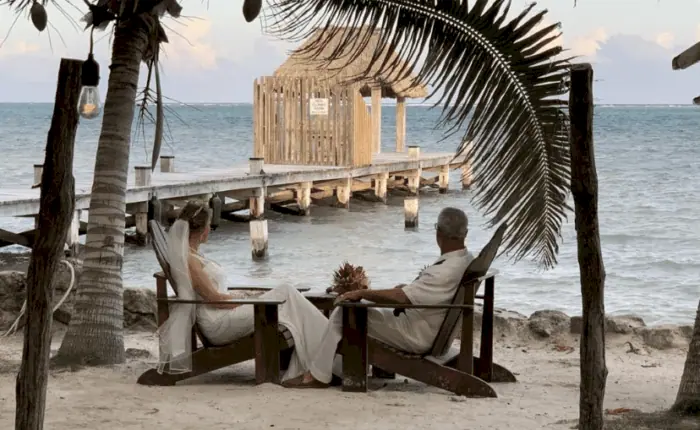 couple sitting in beach